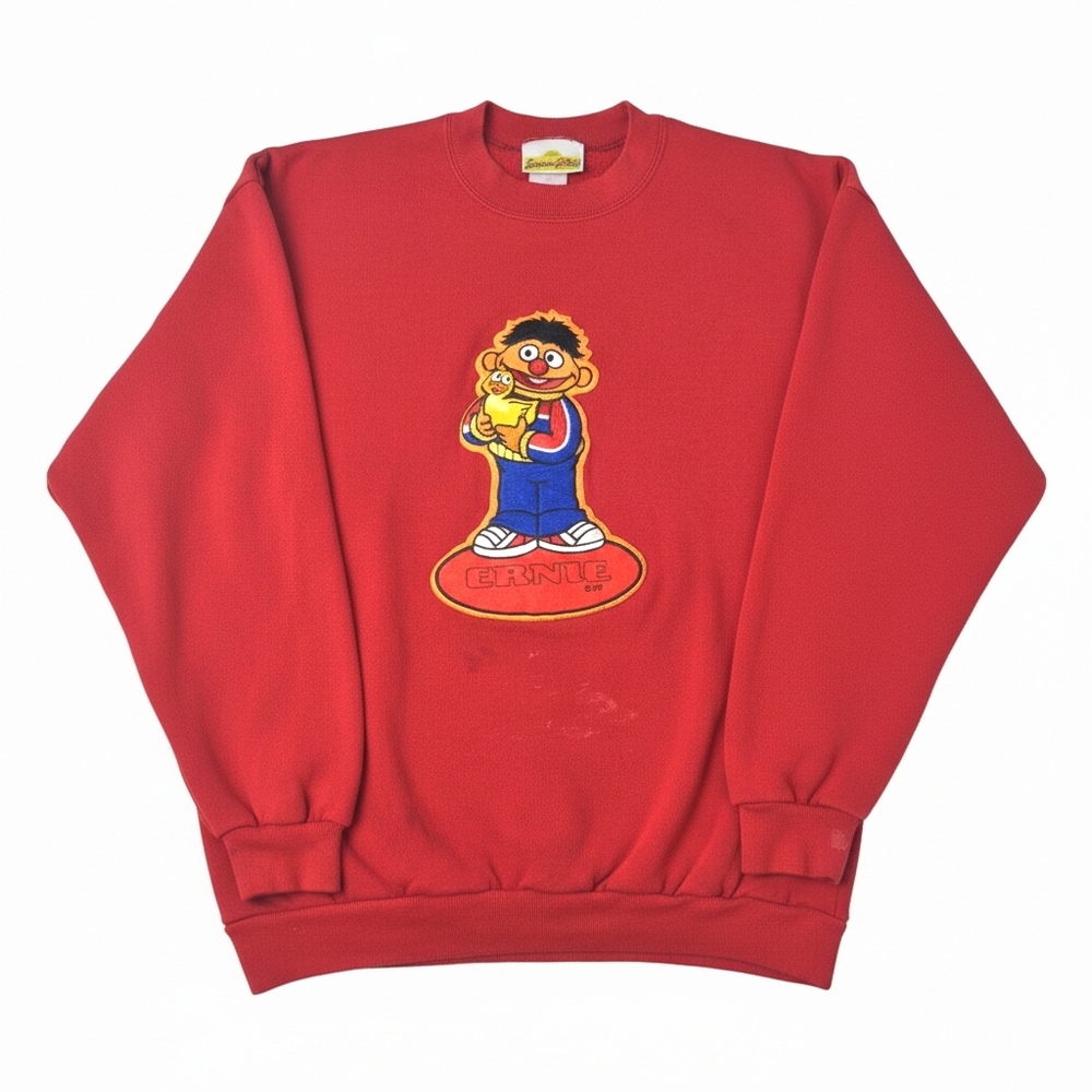 VTG 90s Elmo Sesame Street Navy Sweatshirt XL Made in USA Jerzees NuBlend READ